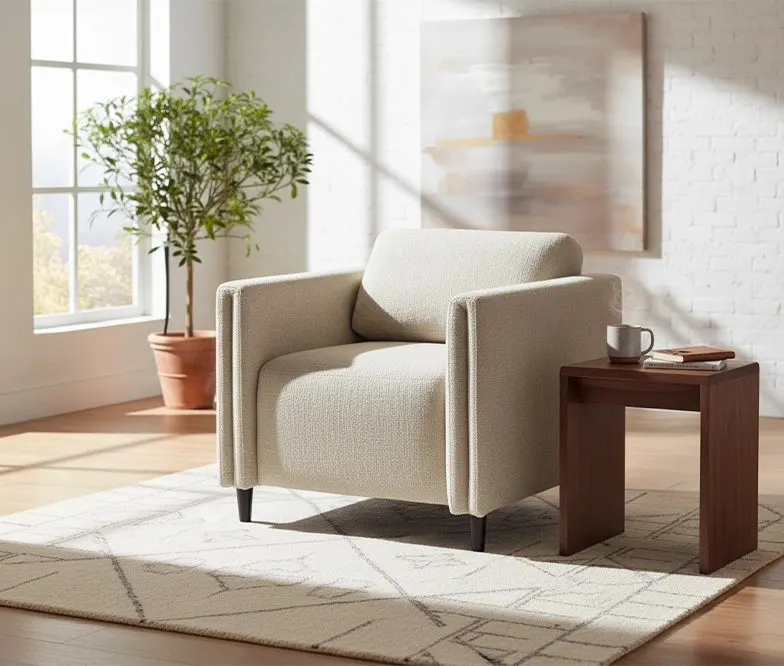 Jesper Accent Chair in Beige Fabric – FRWD Furniture Malaysia