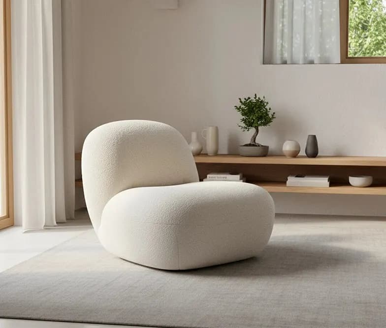 Lax Accent Chair in White Fleece – FRWD Furniture Malaysia