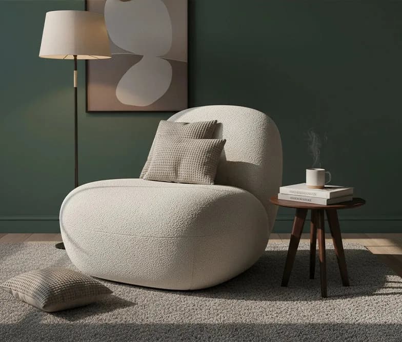 Lax Accent Chair in White Fleece – FRWD Furniture Malaysia