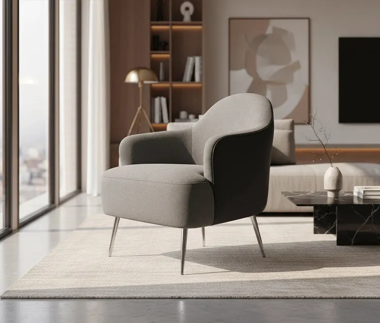 Smithy Accent Chair in Linen & Leatherette – FRWD Furniture Malaysia
