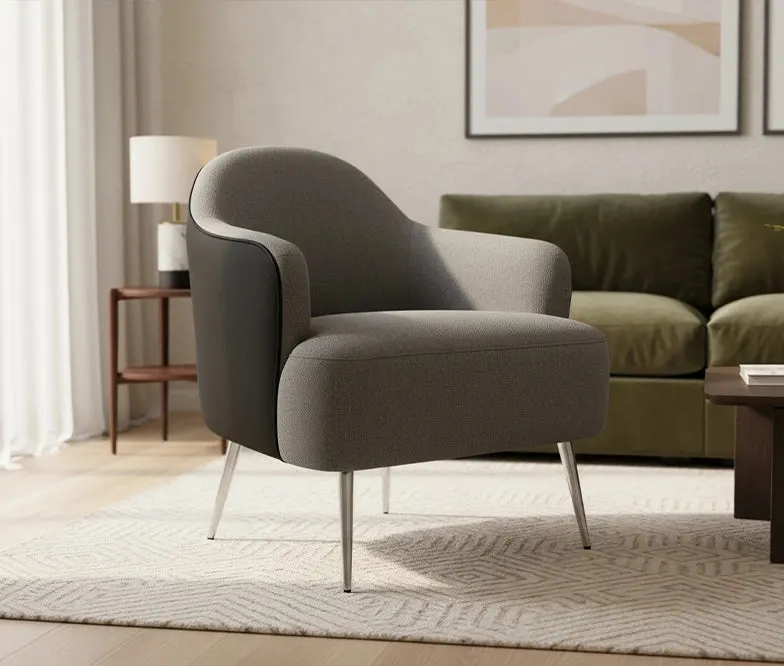 Smithy Accent Chair in Linen & Leatherette – FRWD Furniture Malaysia