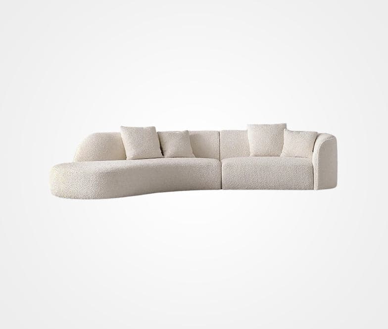 Elsa 3-seater with armrest on the left in white, front view