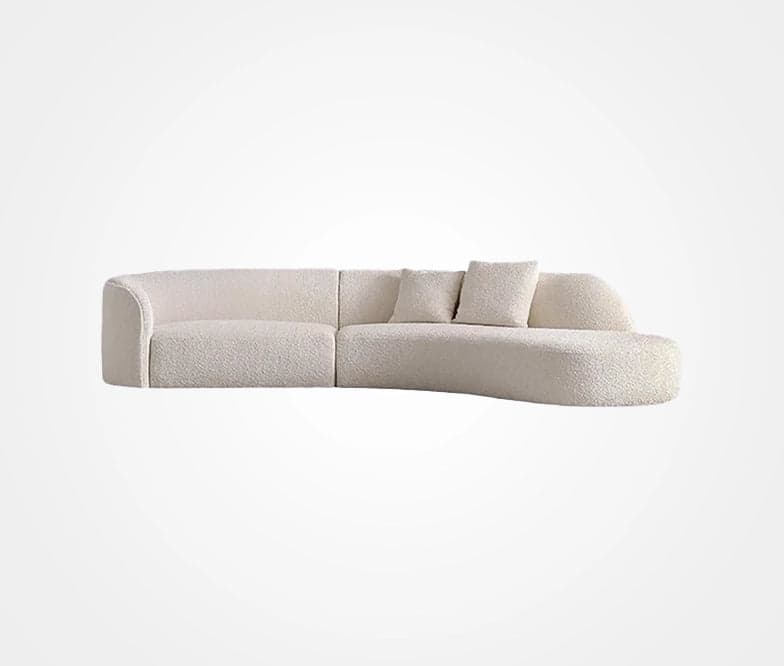 Elsa 4-seater with armrest on the right in white, front view