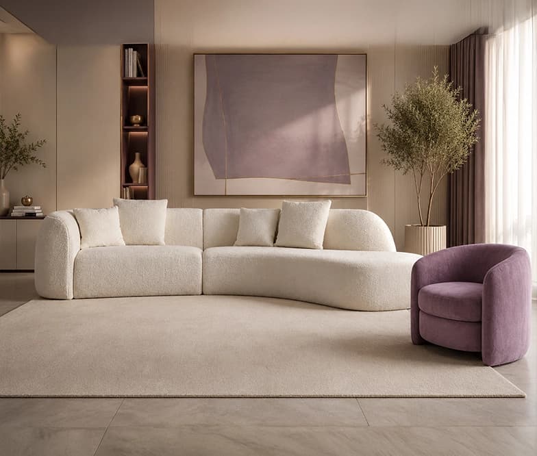 Elsa 3 Seater with Juno Lilac Accent Chair
